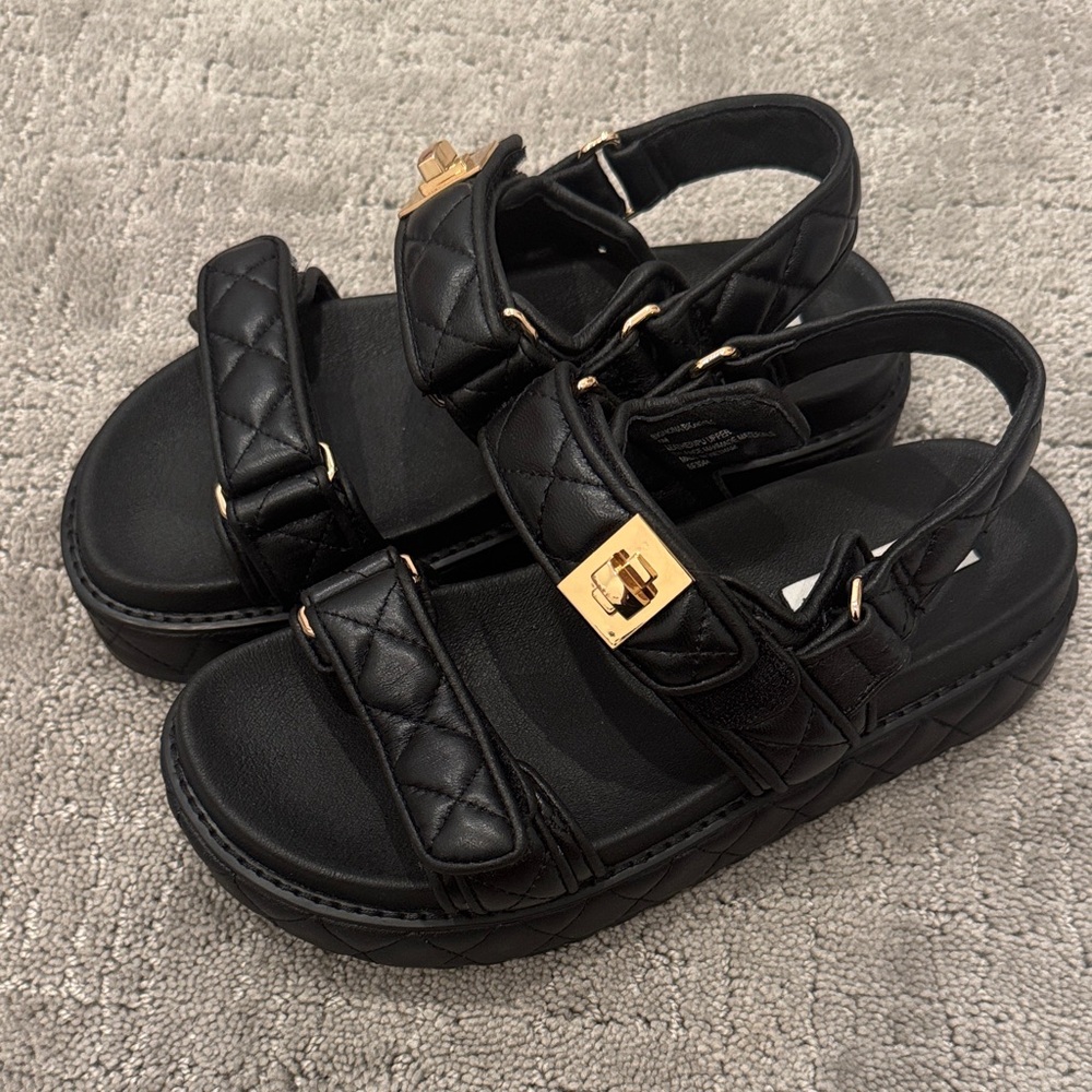 Steve Madden Black Quilted Kids Sandals